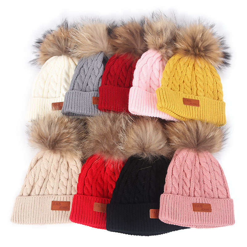 Girls Colorful PomPom Beanie Hats