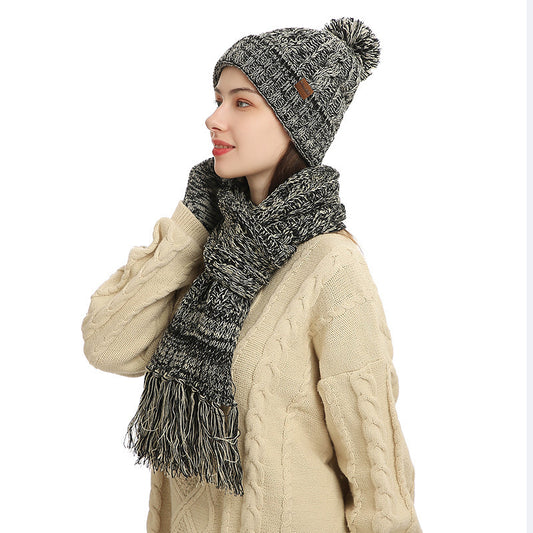 Three-piece Hat Thick Scarf Touch Screen Gloves