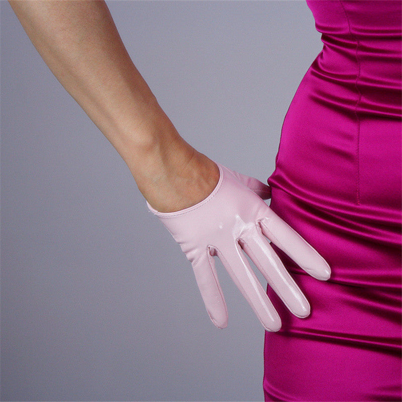 Women's  short  PU leather gloves