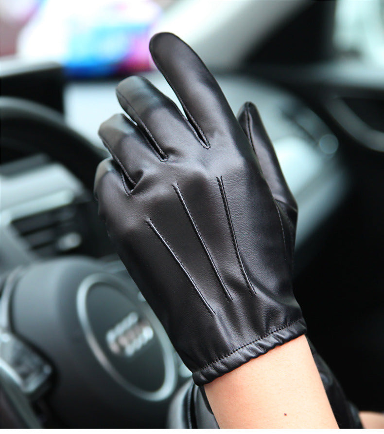 Warm Mens PU Leather Gloves