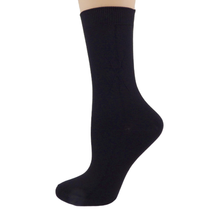 Women's Bamboo Crew Socks in a Classic Diamond Argyle Pattern