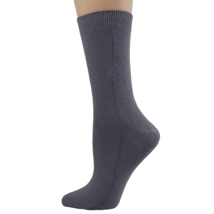 Women's Bamboo Crew Socks in a Classic Diamond Argyle Pattern