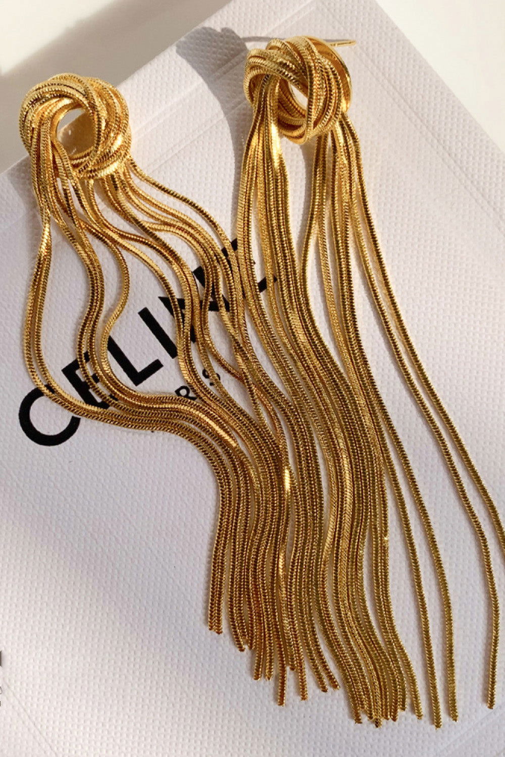 18K Gold Plated Fringe Earrings - HatnGloves.com