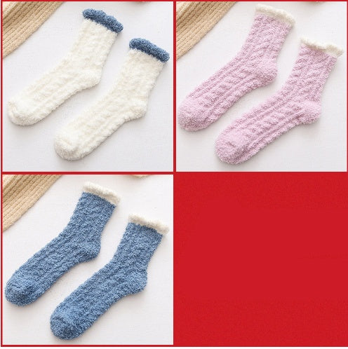 Women Thermal Fluffy Socks Autumn Winter Warm Socks 3 pair Set