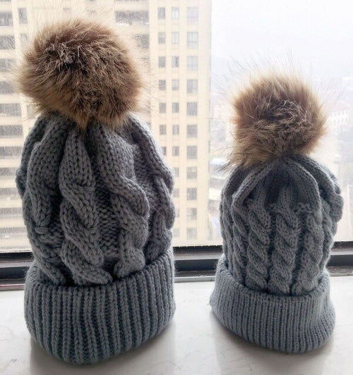 Winter Warm Mother Kids Knit Hats