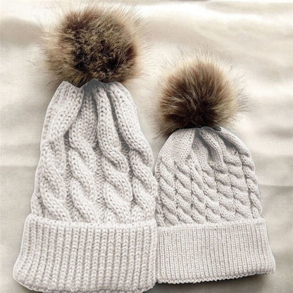 Winter Warm Mother Kids Knit Hats