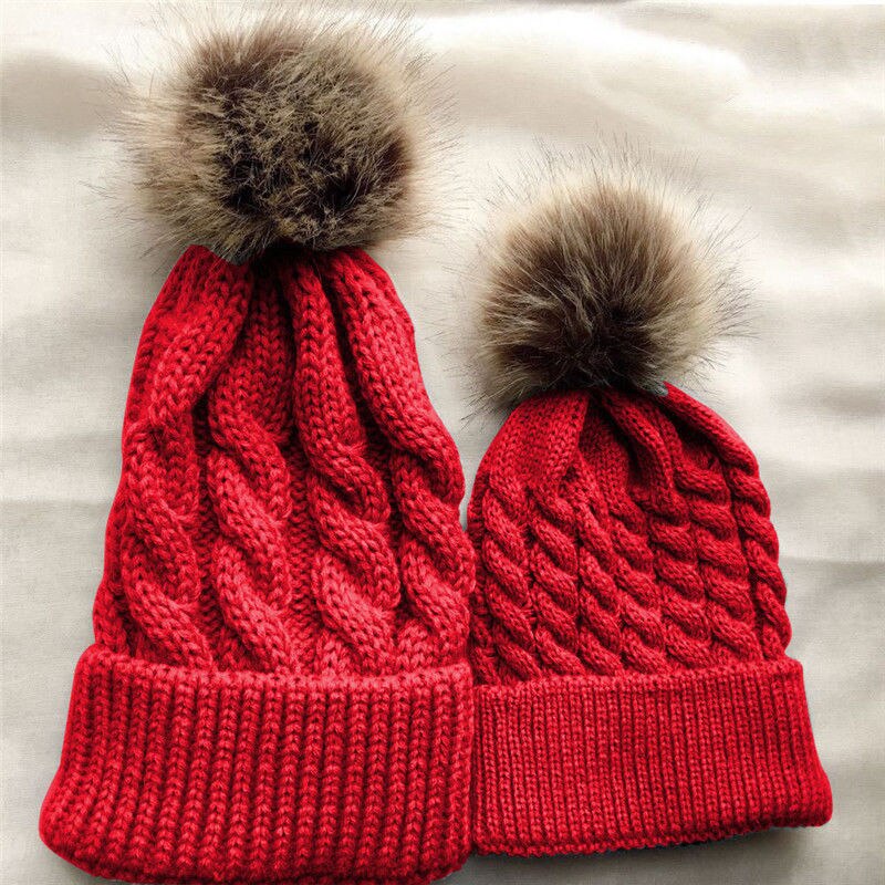 Winter Warm Mother Kids Knit Hats