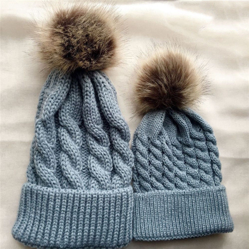 Winter Warm Mother Kids Knit Hats