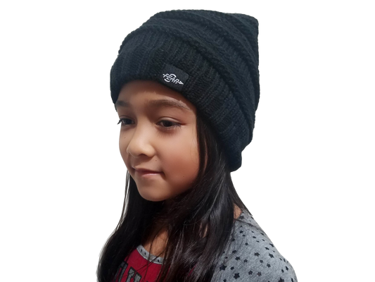 Warmest Plush Insulated Black Beanie Hat Kids Winter Beanies Knitted Warm