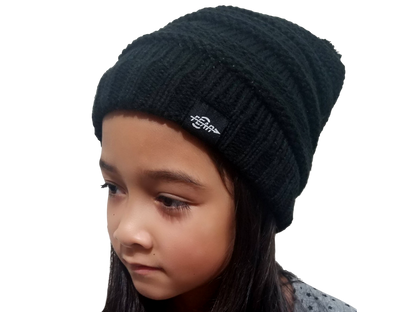 Warmest Plush Insulated Black Beanie Hat Kids Winter Beanies Knitted Warm