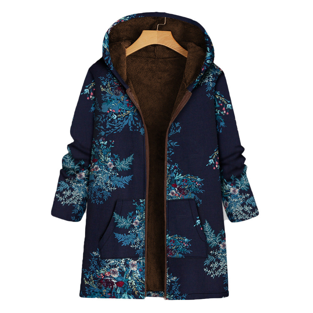 Warm Winter Printed Parka Jackets for Women