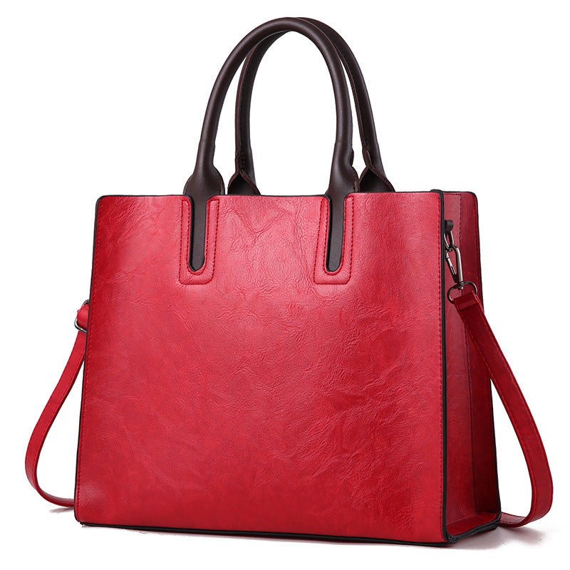 Women's Leather Tote Handbag Business Tote Shopping Bag