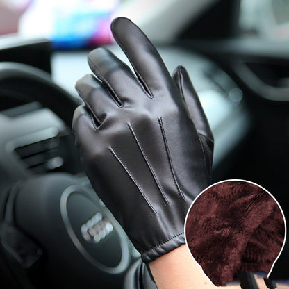 Warm Mens PU Leather Gloves