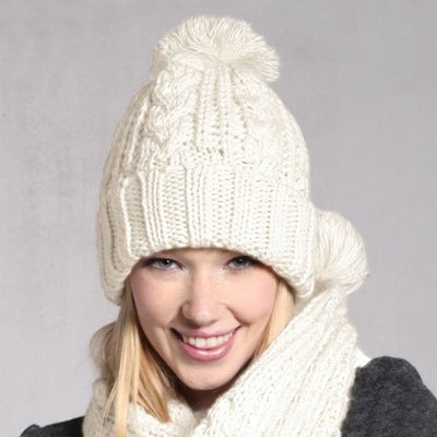 Women's wool scarf hat set 8-shaped twist hat 2-pc. set