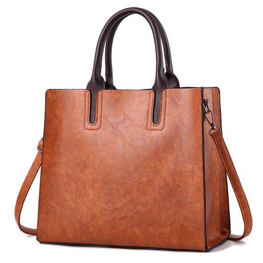 Women's Leather Tote Handbag Business Tote Shopping Bag