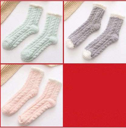 Women Thermal Fluffy Socks Autumn Winter Warm Socks 3 pair Set