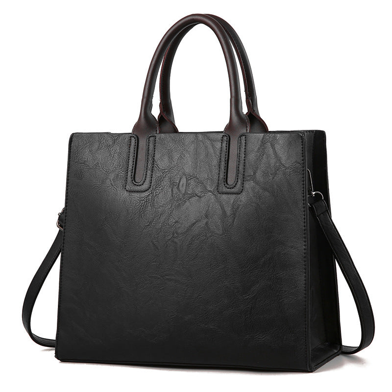 Women's Leather Tote Handbag Business Tote Shopping Bag