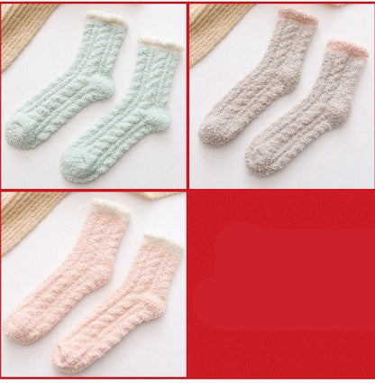 Women Thermal Fluffy Socks Autumn Winter Warm Socks 3 pair Set