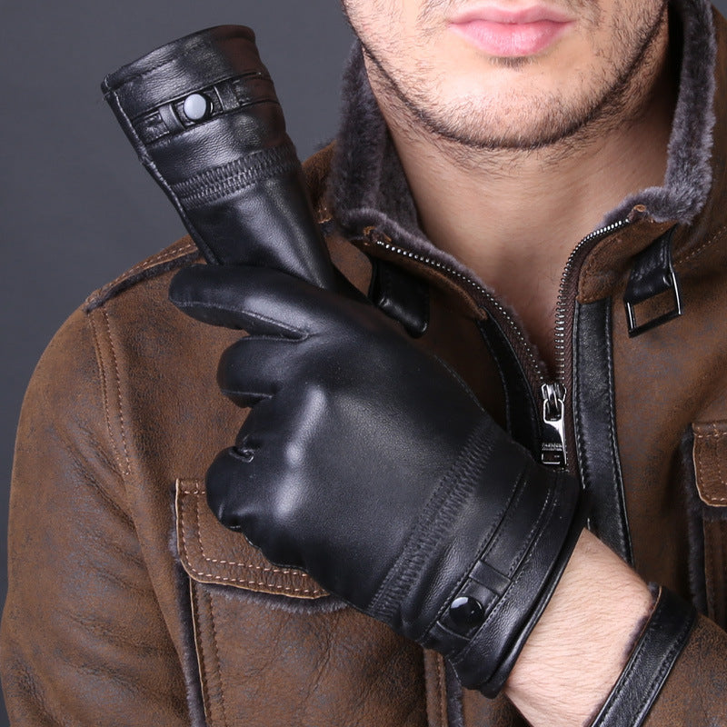 Winter Warm Thick Men's Leather Gloves