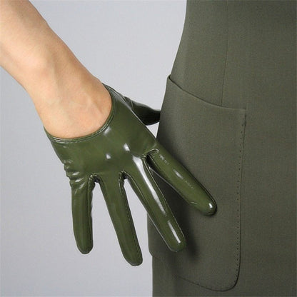 Women's  short  PU leather gloves