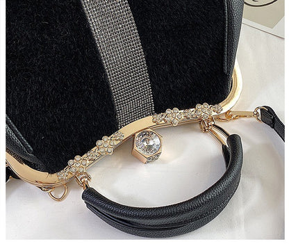 Women's Elegant Diamond Embellished Handbag