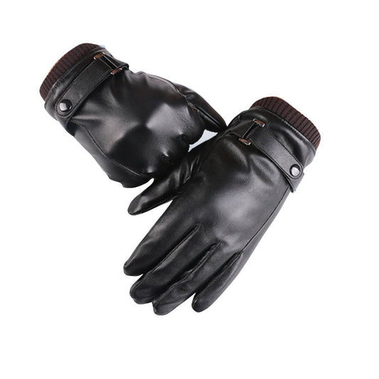 Winter Lined Men's Black Leather Gloves