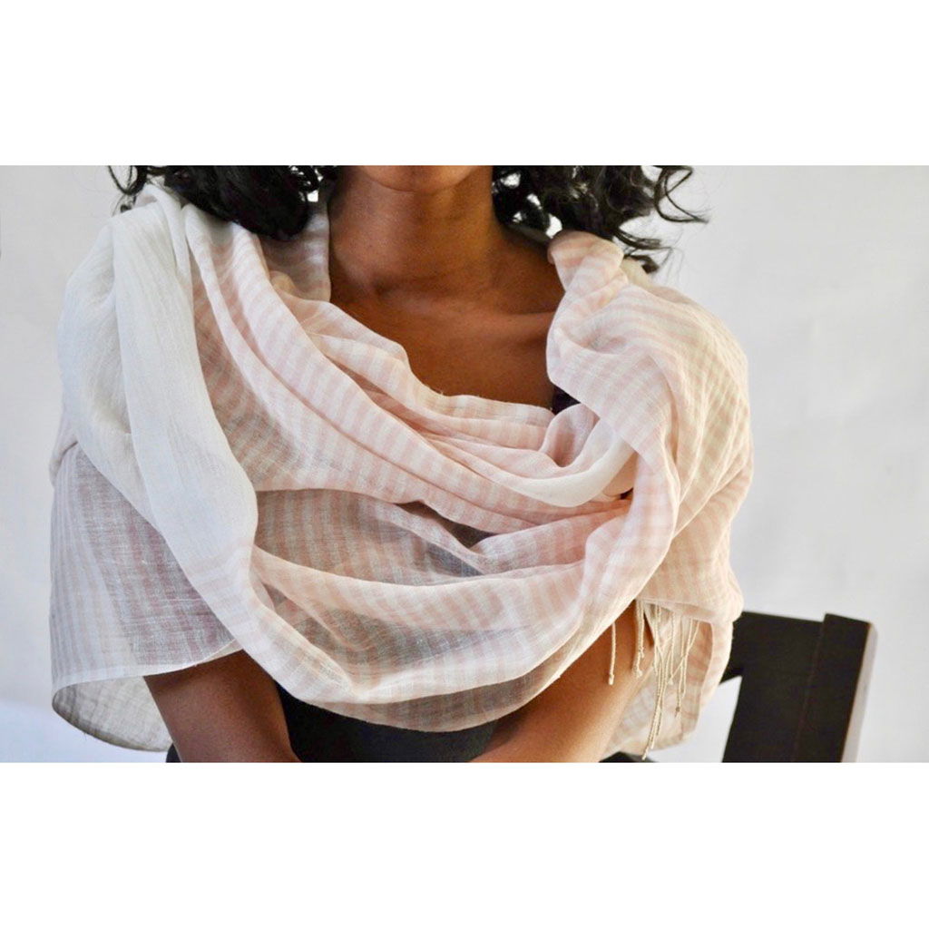 Airy Cotton Stripe Scarf - HatnGloves.com