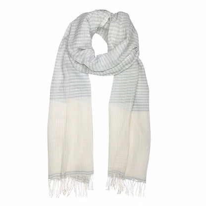 Airy Cotton Stripe Scarf - HatnGloves.com