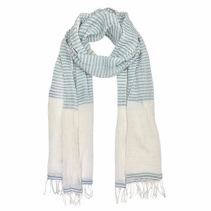 Airy Cotton Stripe Scarf - HatnGloves.com