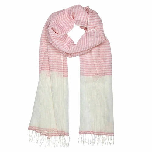 Airy Cotton Stripe Scarf - HatnGloves.com