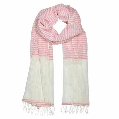 Airy Cotton Stripe Scarf - HatnGloves.com