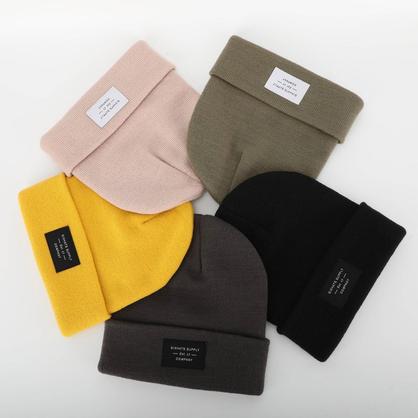 Beige Folding Beanie - HatnGloves.com