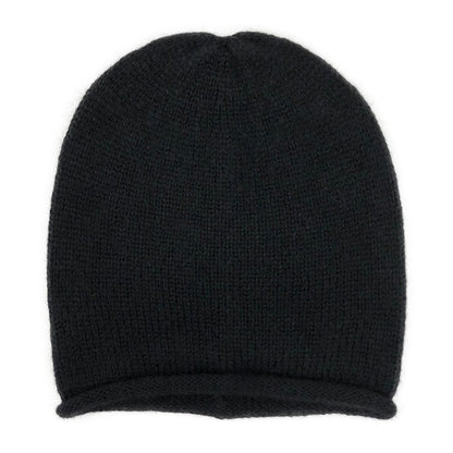 Black Essential Knit Alpaca Beanie - HatnGloves.com