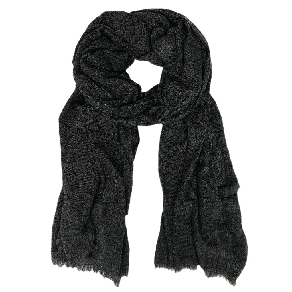 Black Handloom  Cashmere Scarf - HatnGloves.com