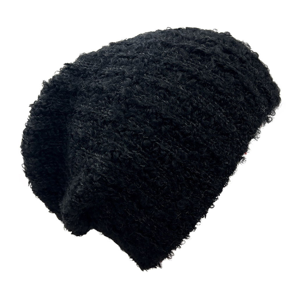 Black Loop Knit Alpaca Beanie - HatnGloves.com