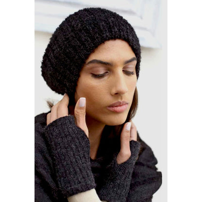 Black Loop Knit Alpaca Beanie - HatnGloves.com