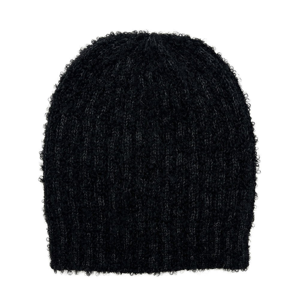 Black Loop Knit Alpaca Beanie - HatnGloves.com