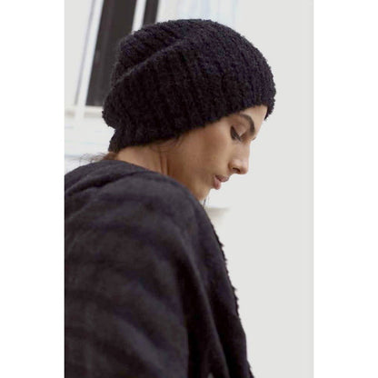 Black Loop Knit Alpaca Beanie - HatnGloves.com