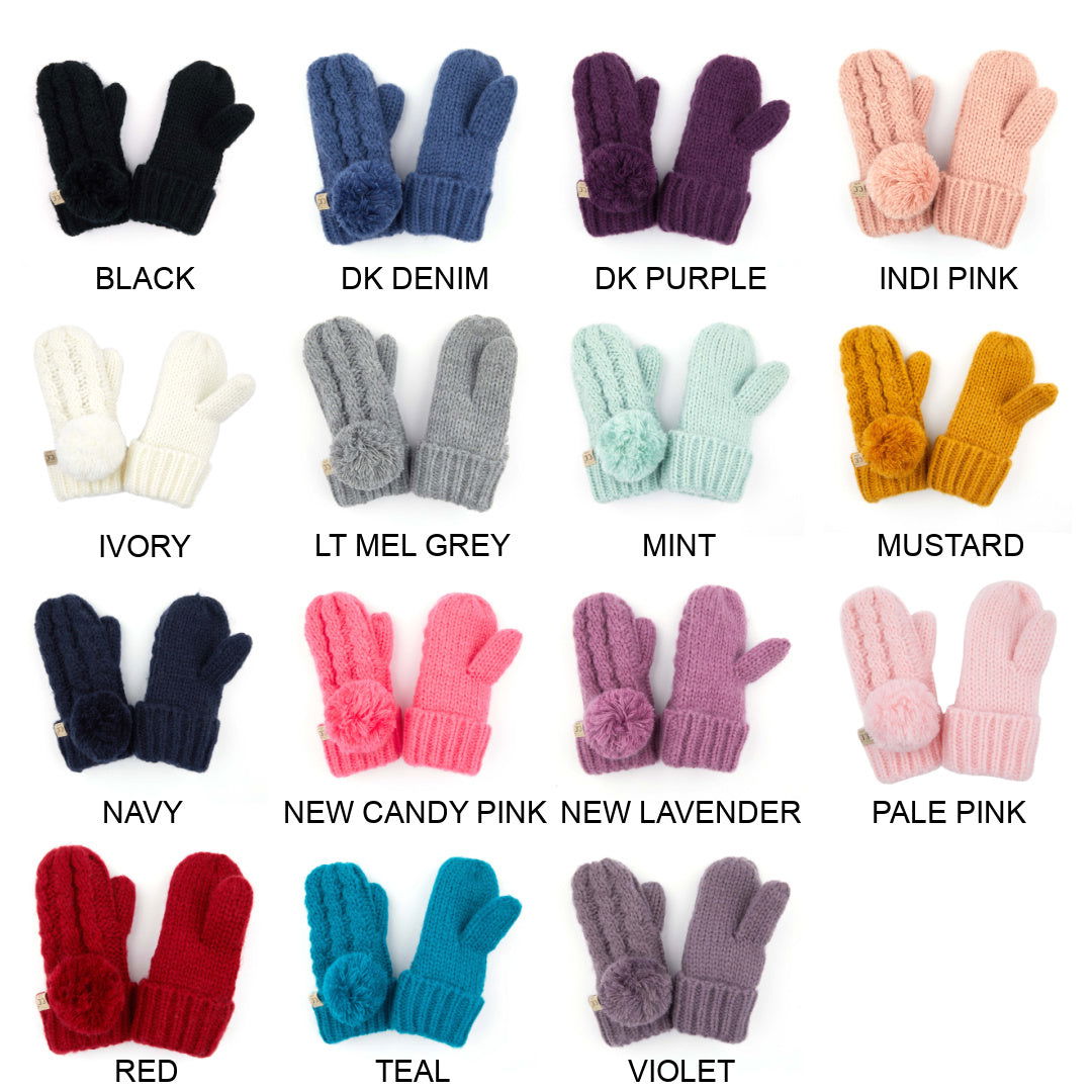 CC Kids Pom Mittens - HatnGloves.com