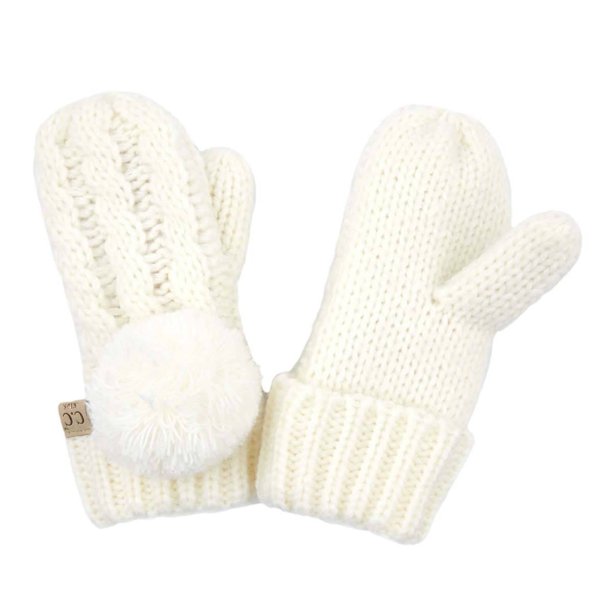 CC Kids Pom Mittens - HatnGloves.com