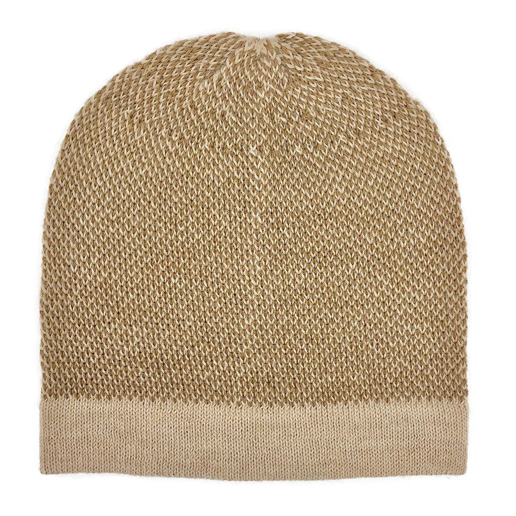 Camel Interwoven Alpaca Beanie - HatnGloves.com