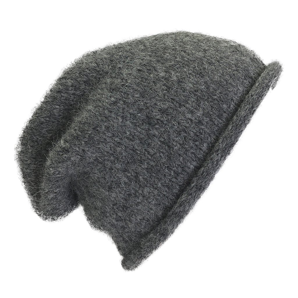 Charcoal Essential Knit Alpaca Beanie - HatnGloves.com