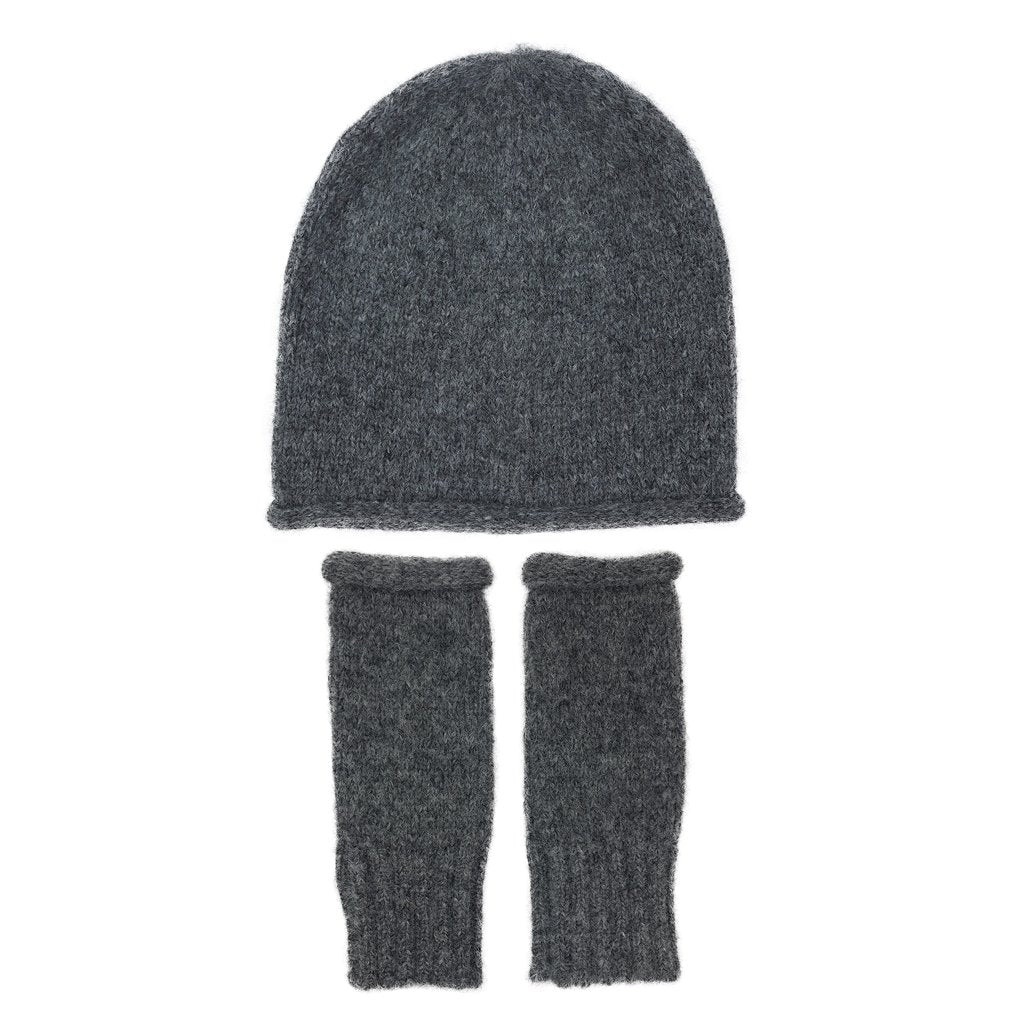 Charcoal Essential Knit Alpaca Beanie - HatnGloves.com