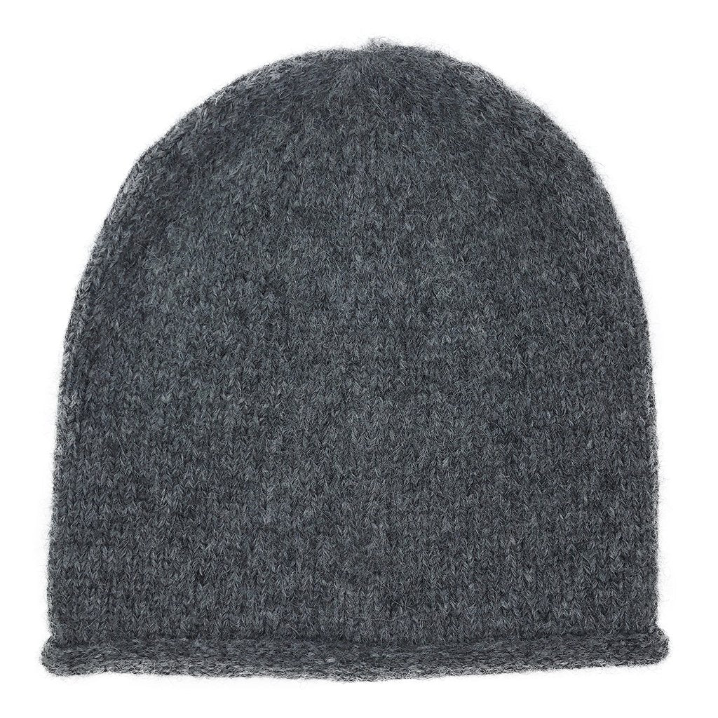 Charcoal Essential Knit Alpaca Beanie - HatnGloves.com