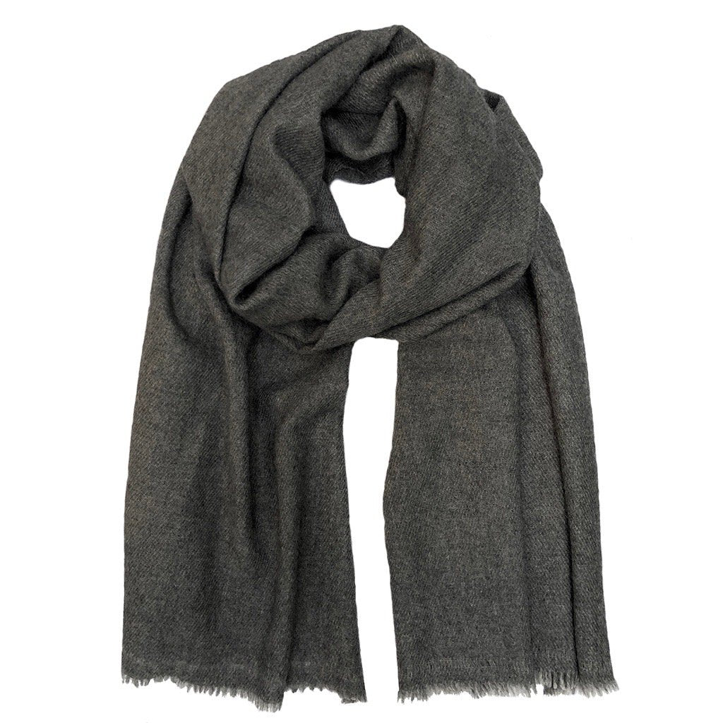 Charcoal Handloom  Cashmere Scarf - HatnGloves.com