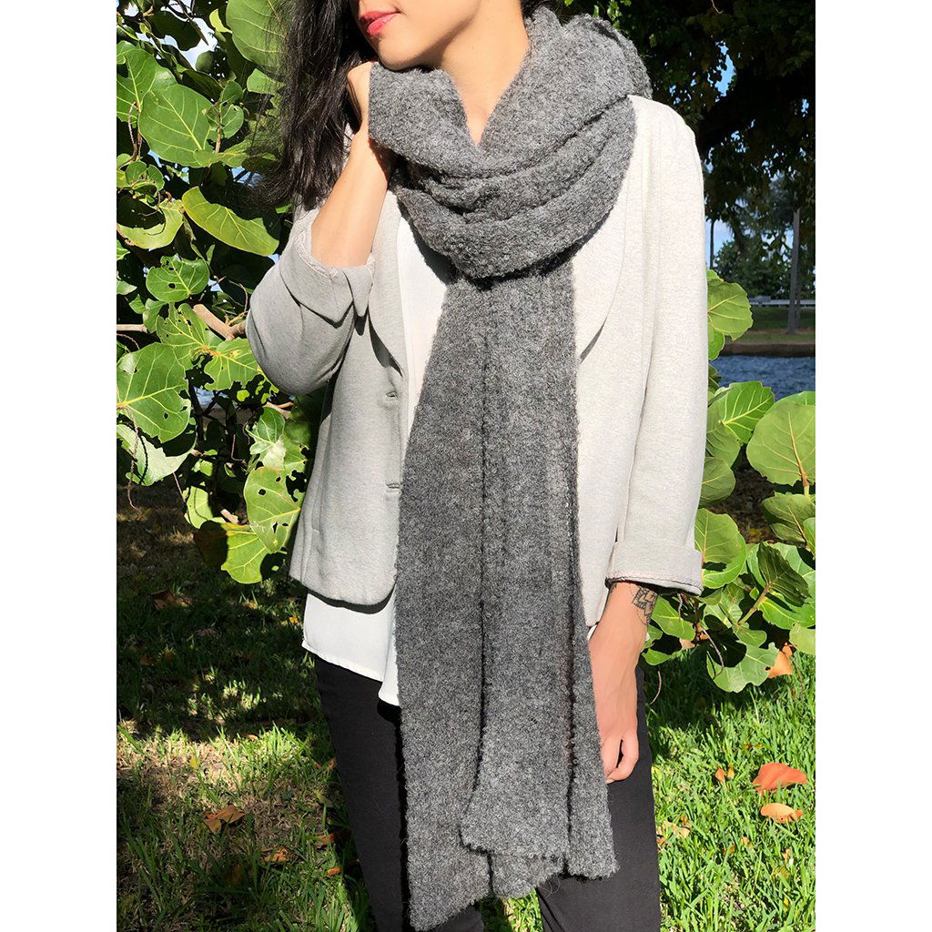 Charcoal Ultra Plush Alpaca Scarf - HatnGloves.com