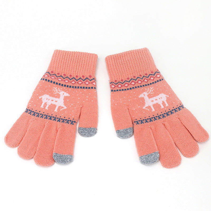 Christmas Patterned Jacquard Knitted Gloves - HatnGloves.com