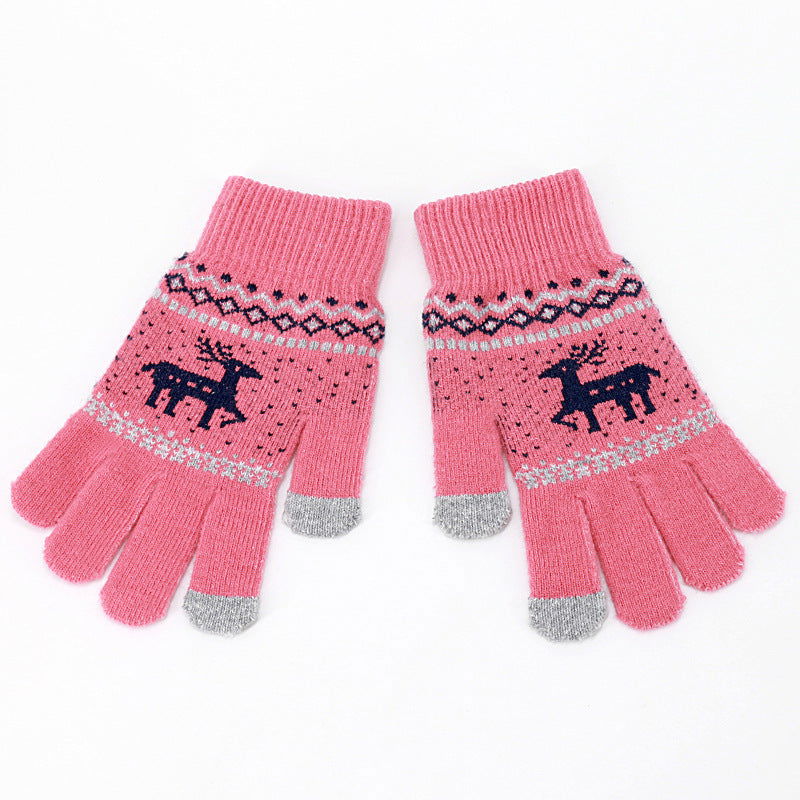 Christmas Patterned Jacquard Knitted Gloves - HatnGloves.com