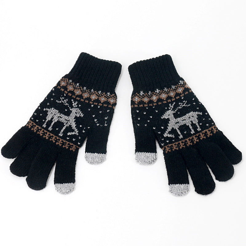 Christmas Patterned Jacquard Knitted Gloves - HatnGloves.com