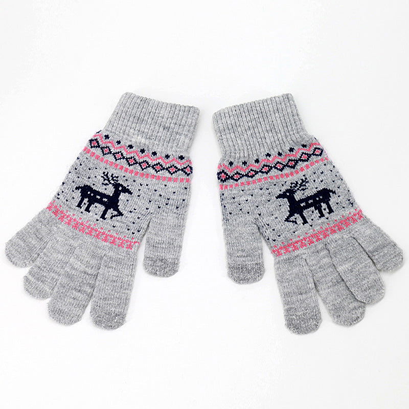 Christmas Patterned Jacquard Knitted Gloves - HatnGloves.com